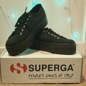 Superga 2790 Platforms; Black mono 9/EU40